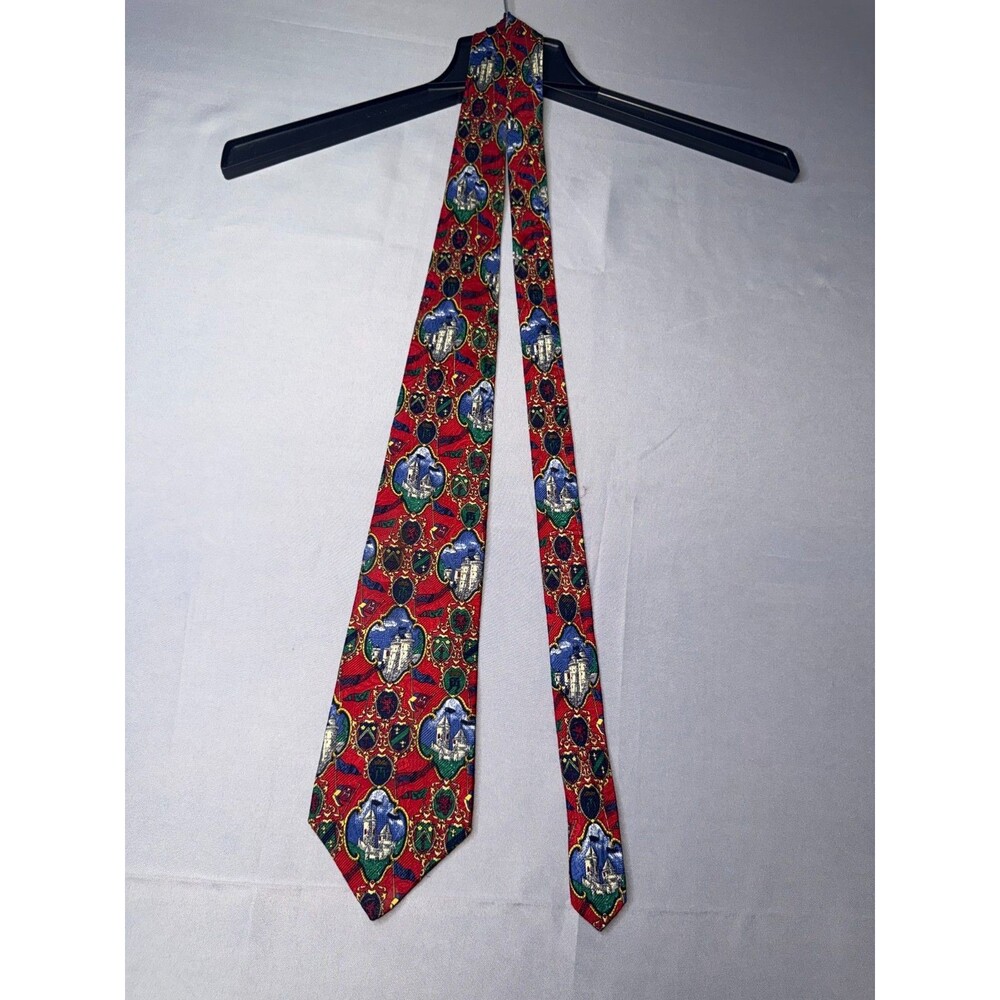 VINTAGE 90's Tommy Hilfiger Old Money Royal Crest 100% Italian Silk USA Made Tie